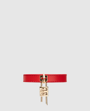 Givenchy Красный кожаный браслет Mini Lock с подвеской- BF20GHF047