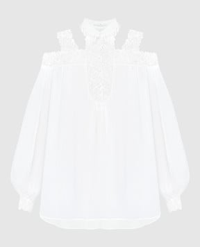 Ermanno Scervino Белая блуза с кружевом D442K330JBN