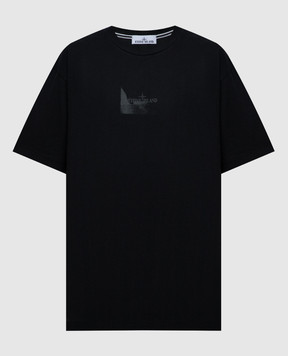 Stone Island Чорна футболка з принтом логотипа 80152RC88