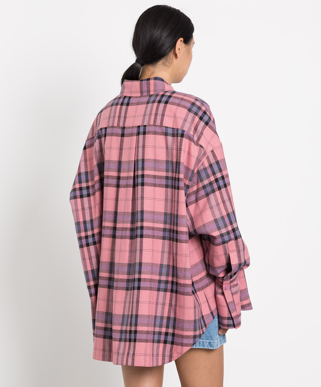 The Attico Diana plaid shirt with scalloped hem 227WCH04C050