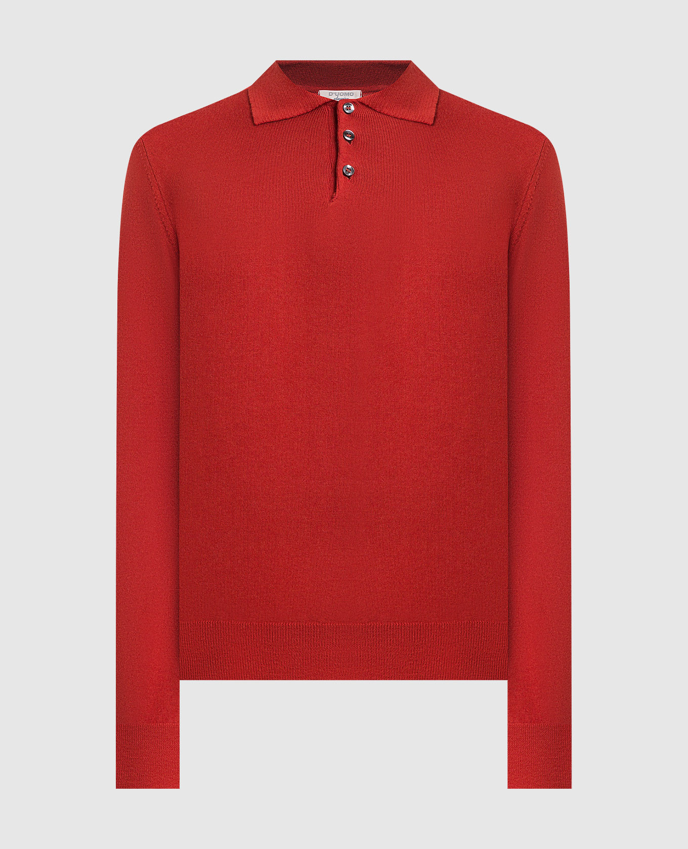 Red merino wool polo shirt