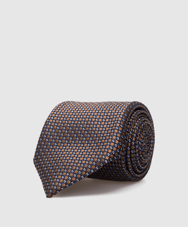 Canali Коричнева шовкова краватка у візерунок HJ0338389