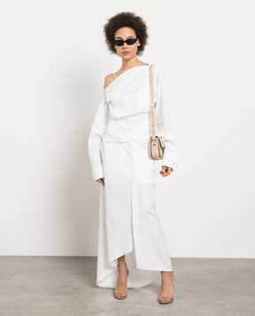 Off-White Белое платье-рубашка асимметричного кроя OWDB466S23FAB001