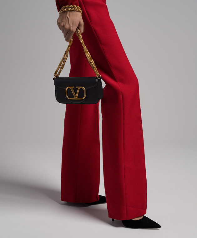 Valentino Черная кожаная сумка-багет Loco 3W2B0K53ZXL изображение 2