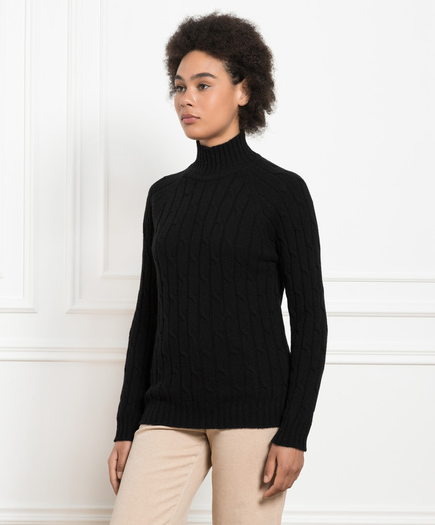 Babe Pay Pls Black sweater made of cashmere in a textured pattern MD9701305341TR image 3