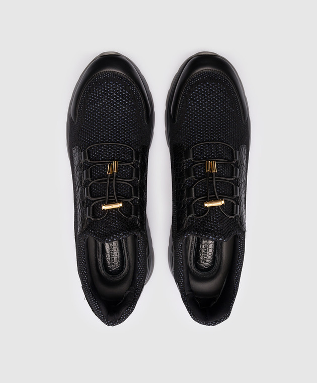 Chaussures Basket noir aspect cuir croco avec zip latéral pour