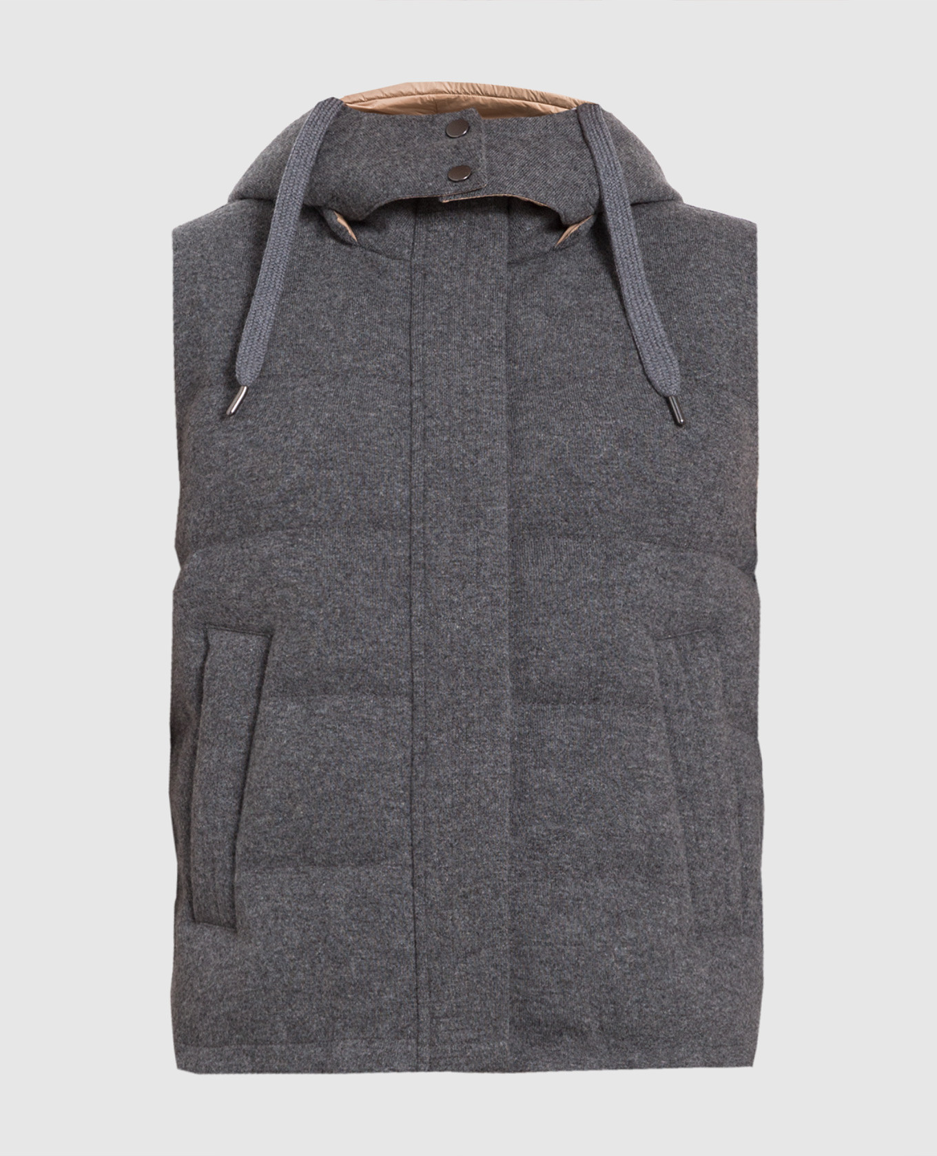 

Серый пуховый двусторонний жилет с эколатунью, Верхняя одежда
