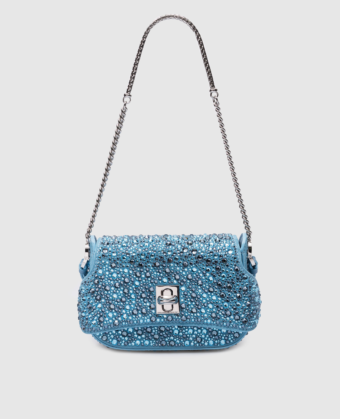 Audrey crystal crossbody bag in blue suede
