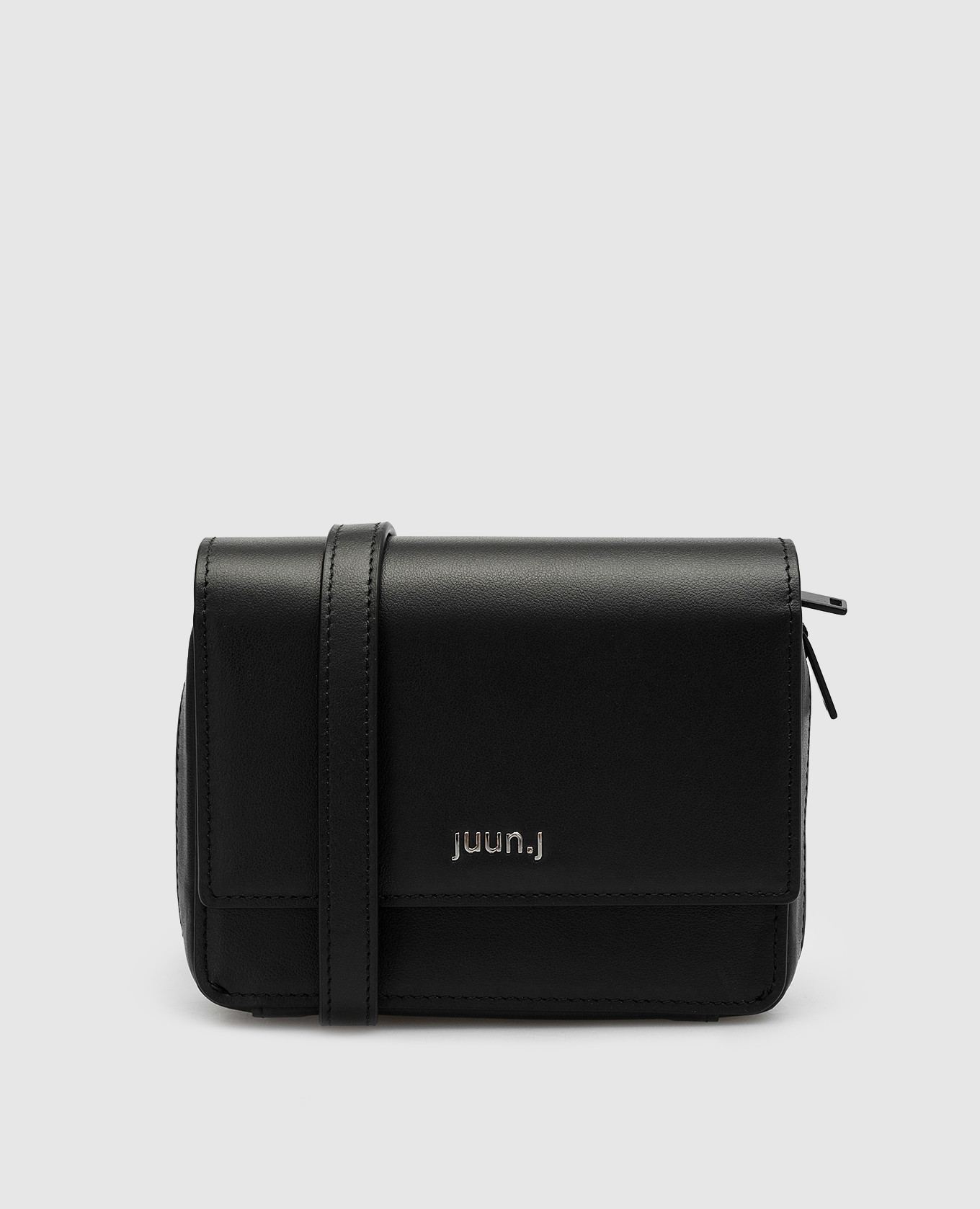 

Черная кожаная сумка с логотипом, Черный, Сумки через плечо