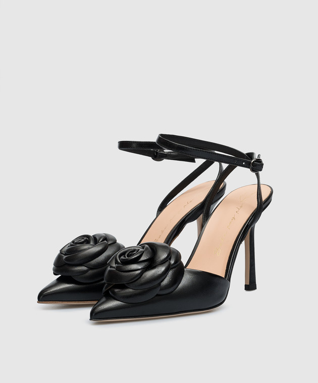 Babe Pay Pls Black leather slingbacks with appliqué 2149081004 image 2
