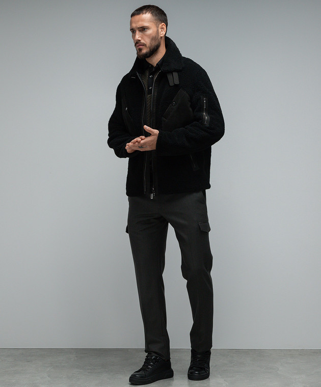 Stefano Ricci Black leather jacket with fur M7J3300170LACONY image 2