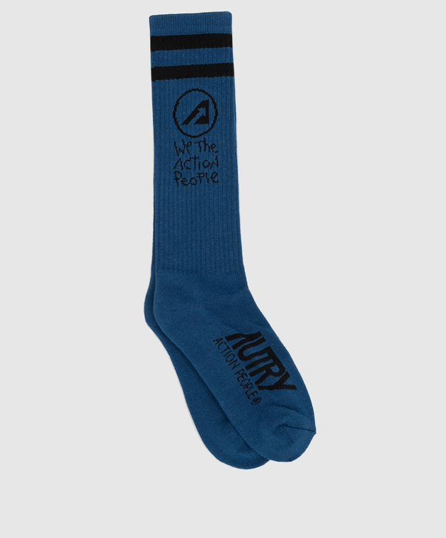 AUTRY Blue logo socks A23ISOMU47BN
