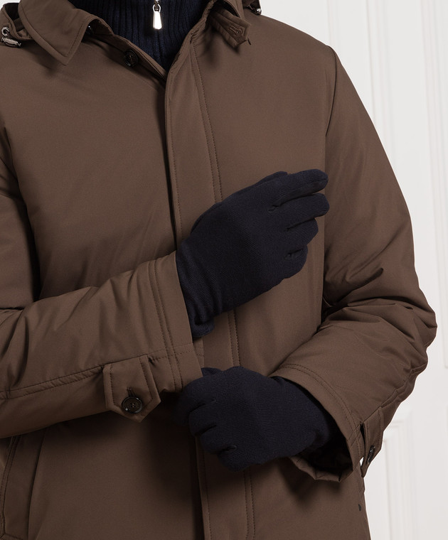 Enrico Mandelli Темно-сині рукавички з кашеміру та замші. VARANO5049 зображення 2