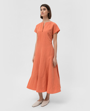Jil Sander Помаранчева сукня з драпіруванням та розрізами JSPU500002WU253000