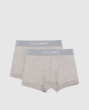 Dolce&Gabbana Детский набор серых трусиков-хипсов с логотипом. L4J701G7OCT
