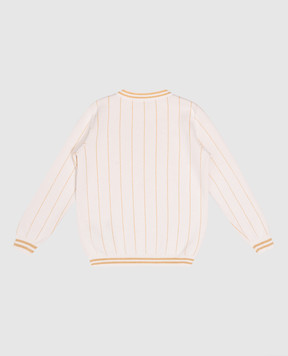 Balmain Детский бежевый свитер в полоску с логотипом BU9P00X00061214
