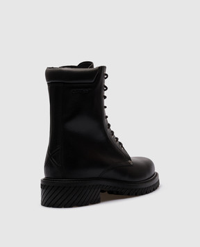 Off-White Чорні шкіряні черевики Combat Lace Up OMID025F23LEA001