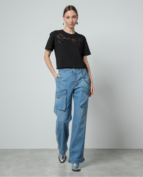 Ermanno Scervino Чорна футболка з мереживом D442L329DUX