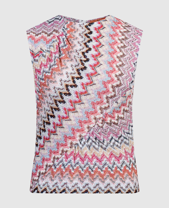 Top in a geometric pattern with lurex