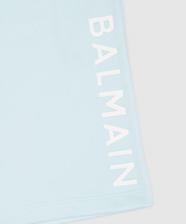 Balmain Children's blue shorts with textured logo BS6T59Z0081410 image 3