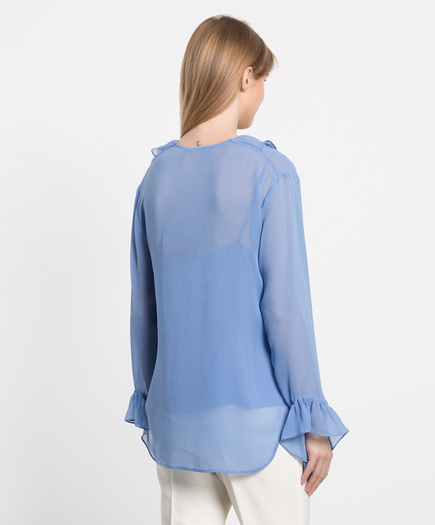 Max Mara Блакитна блуза з шовку ALBATRO ALBATRO зображення 4