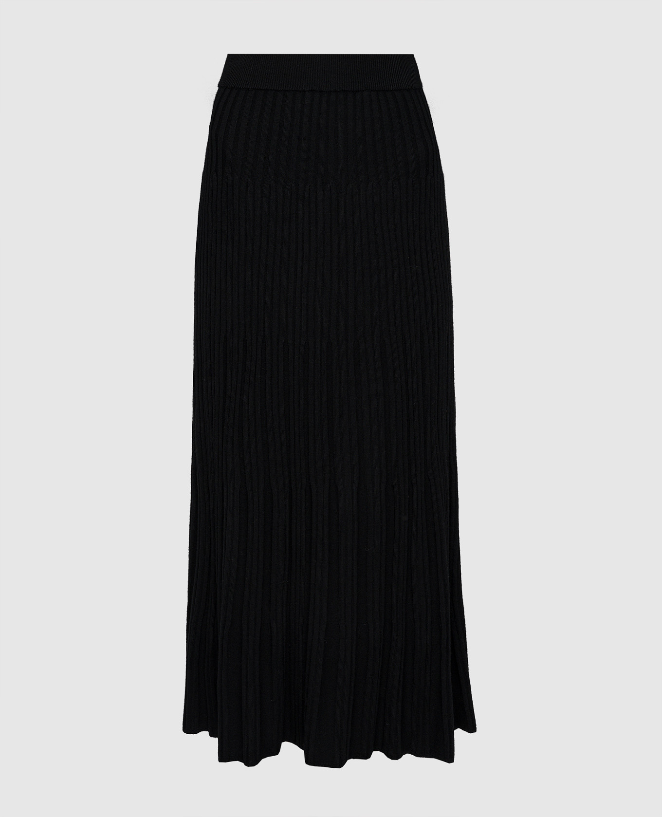 Black ribbed wool midi skirt