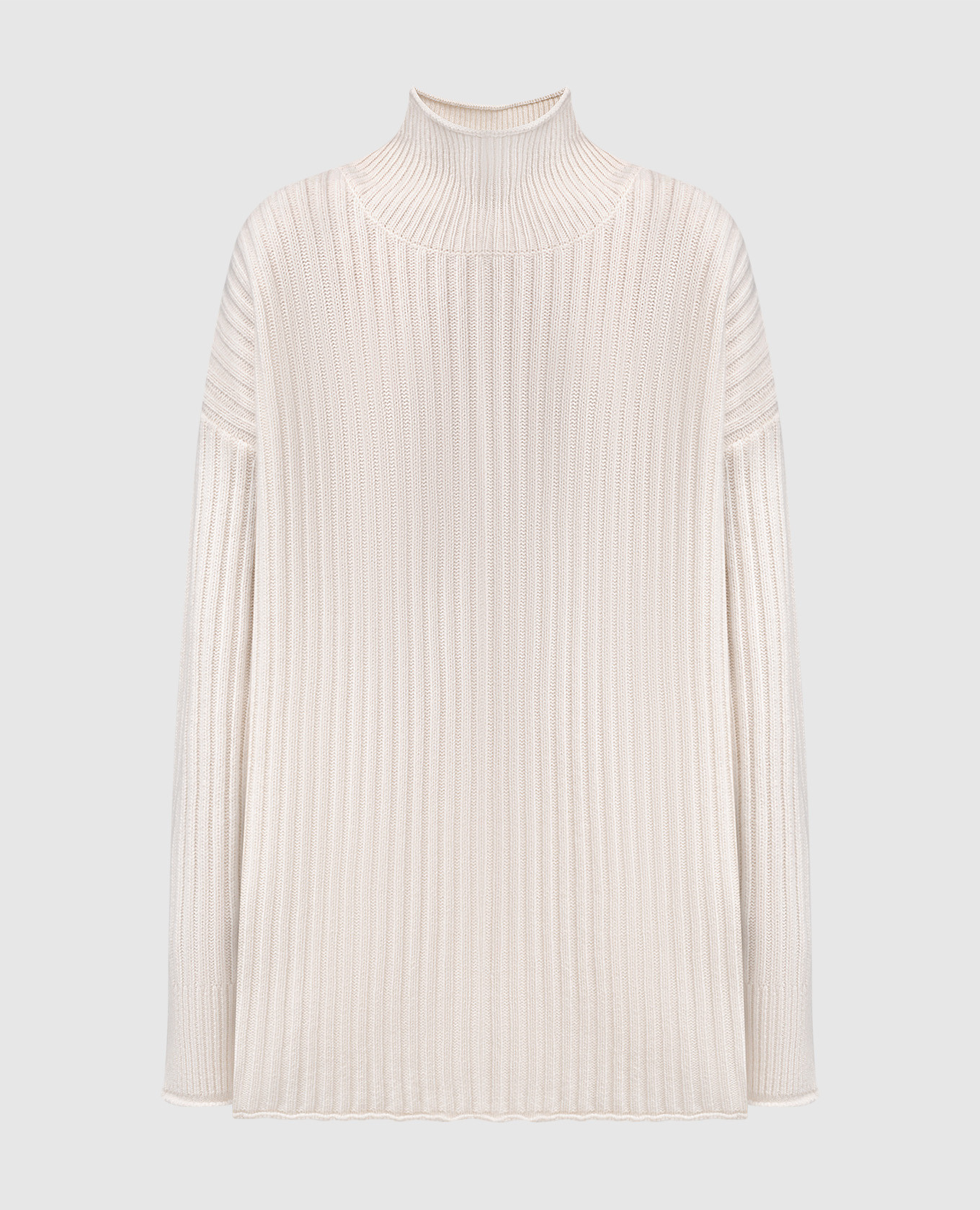 White Flora cashmere ribbed sweater