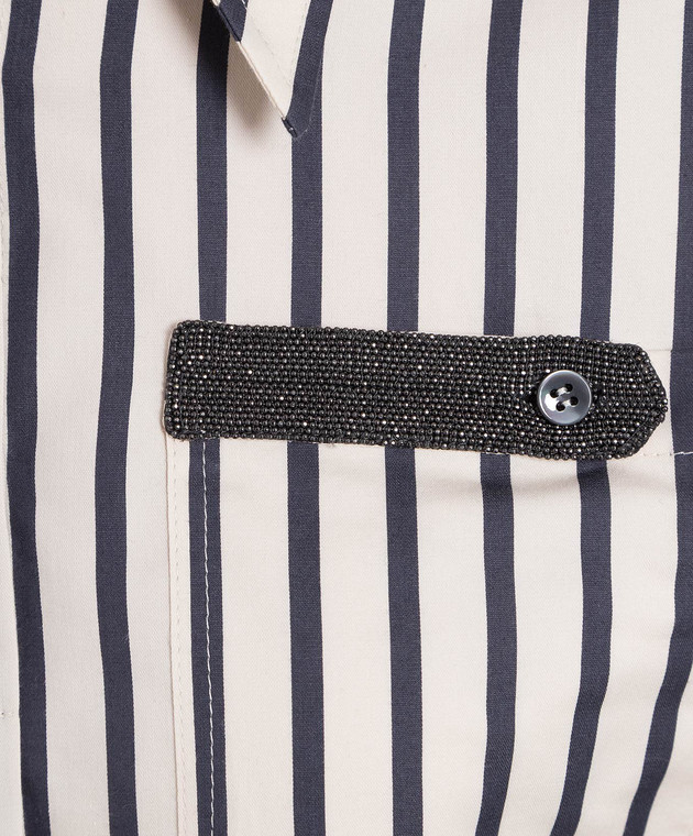 Brunello Cucinelli Beige striped shirt with monil chain MP767MV906 image 5