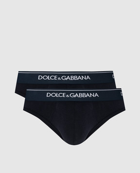 Dolce&Gabbana Набір синіх трусів-сліпів з контрастним логотипом M9C03JFUGIW