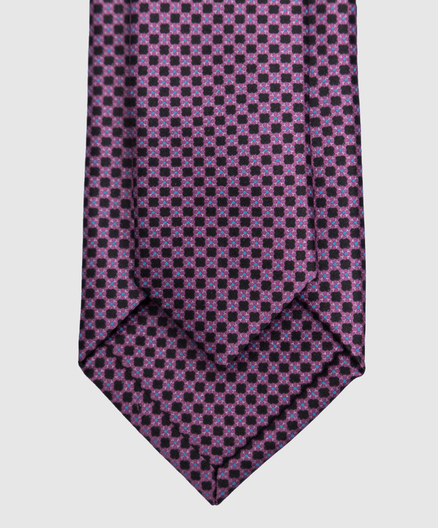 Stefano Ricci Дитяча фіолетова краватка з шовку в геометричним малюнком. YCH33031 зображення 3
