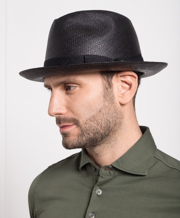 Stefano Ricci Чорна шляпа з листя пальми MCV2100030GRASPN зображення 2