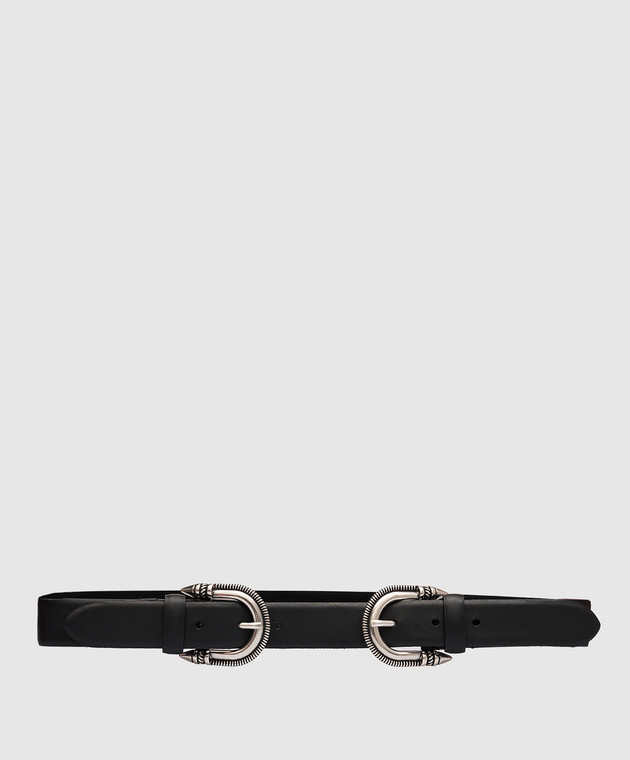 Etro Black leather belt with double buckle P1N9872039
