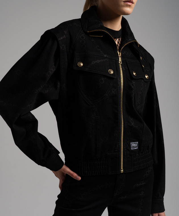 Versace Jeans Couture Black denim jacket with Necklace print 75HAS457DS010L54 image 5