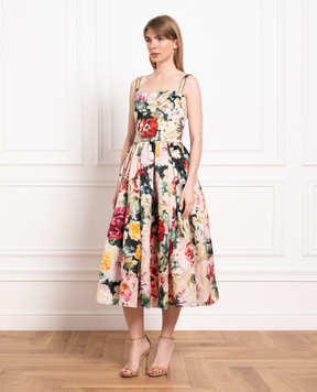 Dolce&Gabbana Сукня міді із шовку в квітковий принт F67N0THS10F