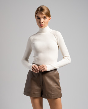 Max Mara Белый гольф Canard из шерсти в рубчик CANARD