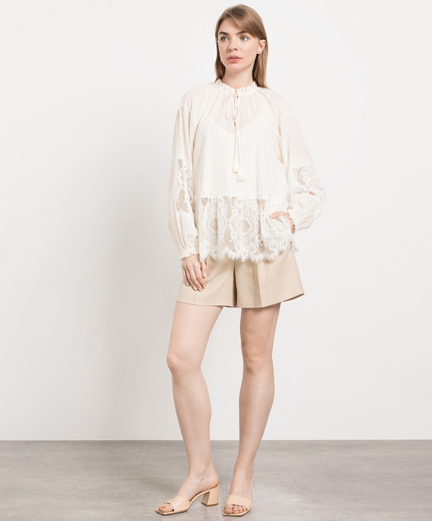 Twinset White blouse with lace and lurex 231TT2095 image 2