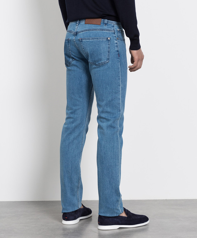 Primo Imperatore Сині джинси з вишивкою логотипу PIR2019TEXX2027MOD зображення 4