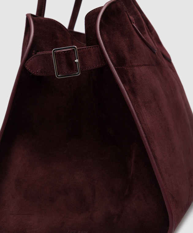 The Row Бордовая сумка-боулер Margaux 15 из замши W1255L25 изображение 5