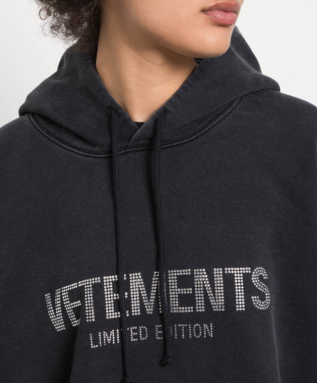 Vetements Gray hoodie with crystals UE54HD240B image 5