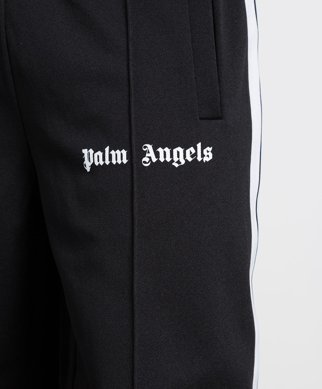 Palm Angels Черные шорты с лампасами и принтом PMCB011C99FAB001 изображение 5