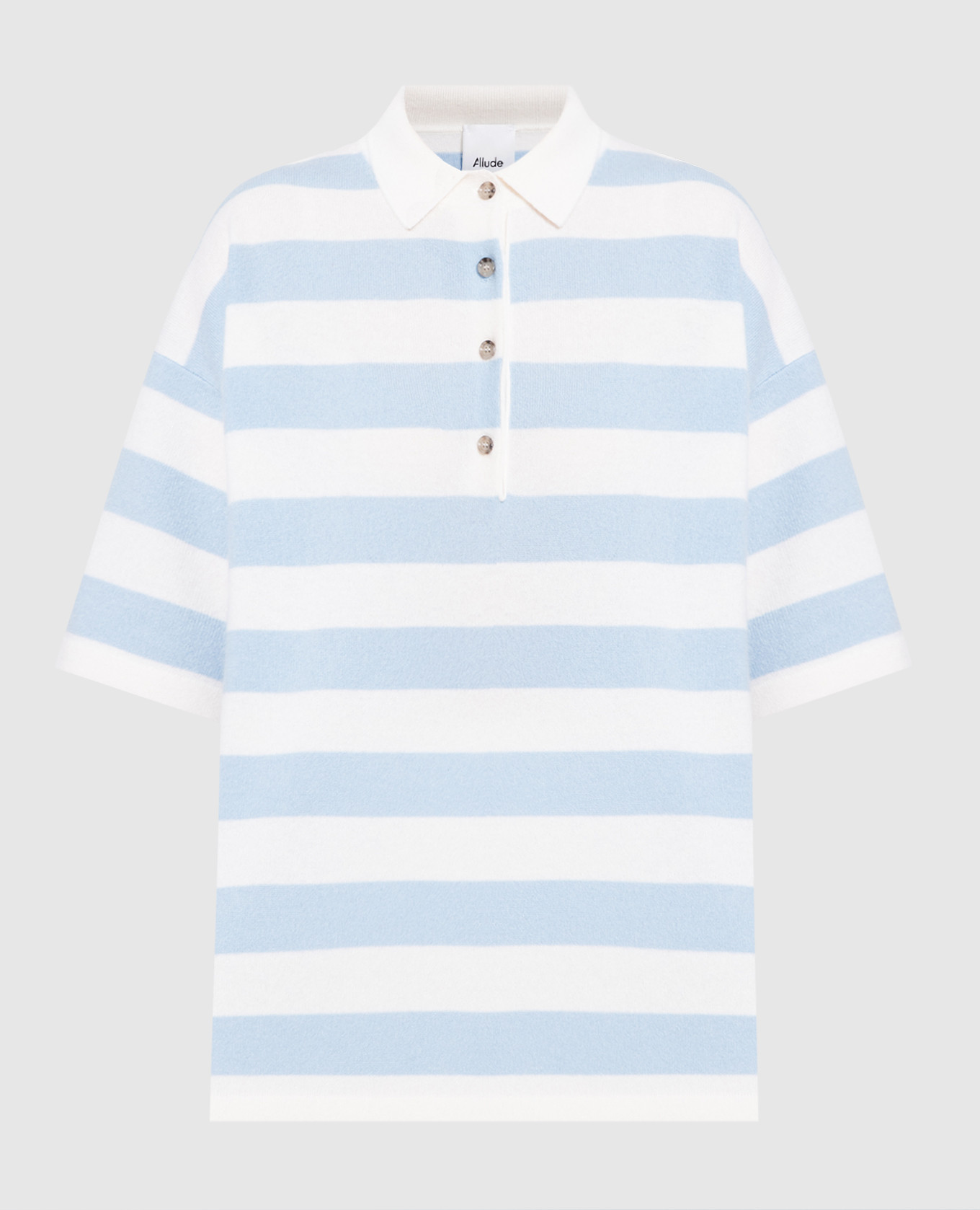 Striped wool and cashmere polo shirt
