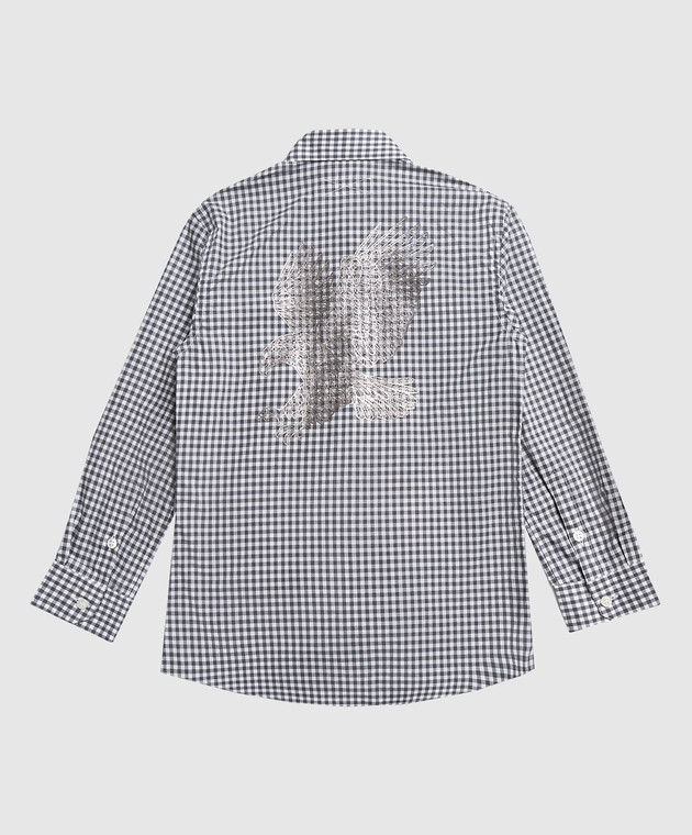 Stefano Ricci Children's gray checked shirt with textured logo YC004123M1812 image 2