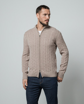 Cashmere&Whiskey Бежевый кардиган из кашемира в фактурный узор 80606C