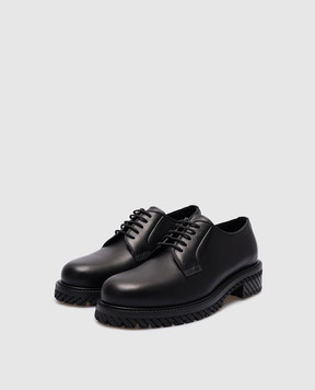 Off-White Черный кожаный дерби с логотипом OMIF028F23LEA001