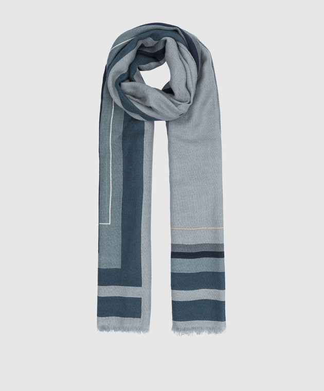 Loro Piana Блакитний шарф із принтом FAM2268