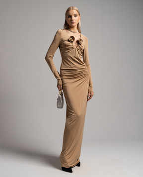 Magda Butrym Коричнева блуза з драпіруванням BLOUSE05157424