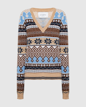Ballantyne Бежевий жакардовий пуловер з вовни B1P6607W104
