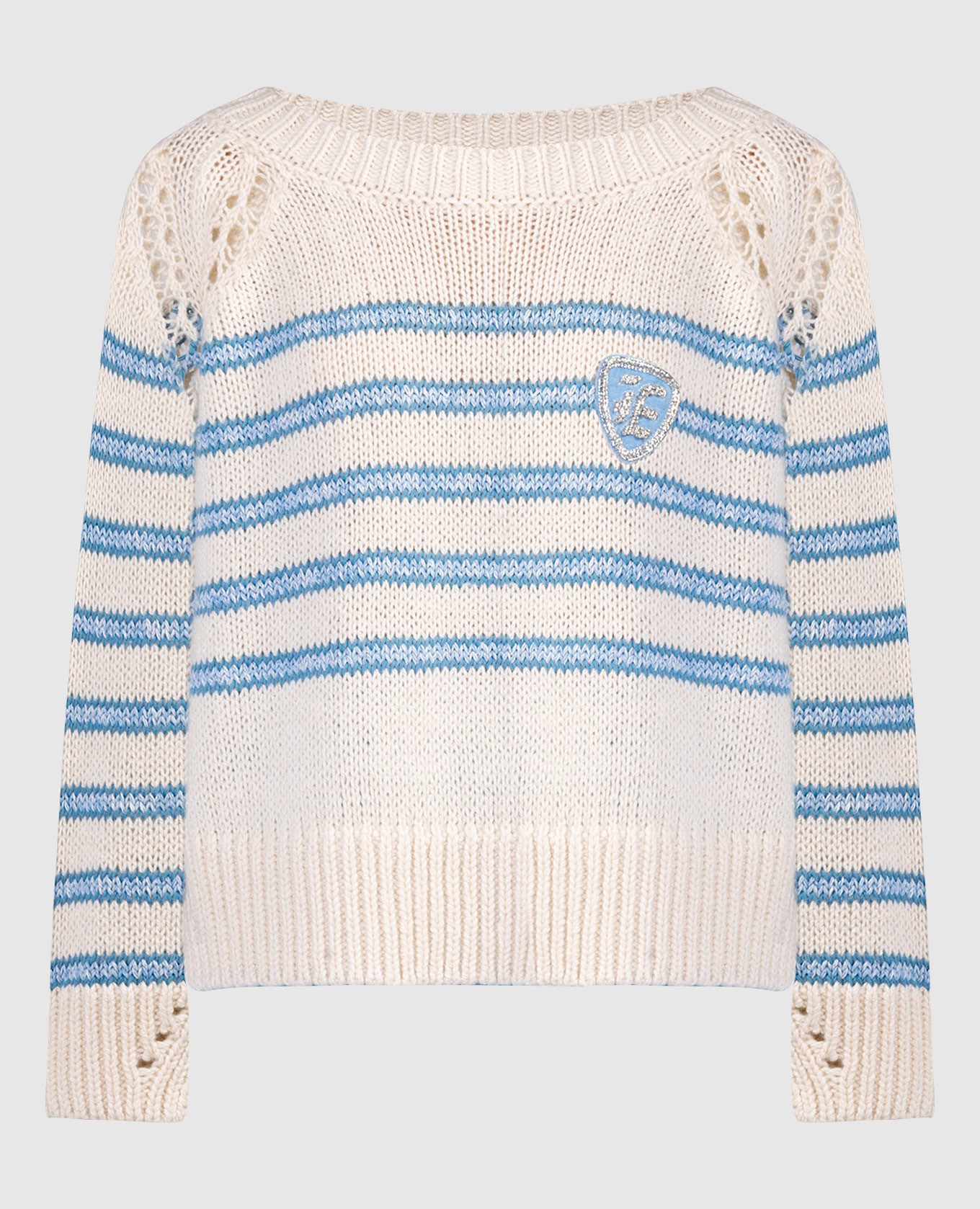 White striped sweater with logo
