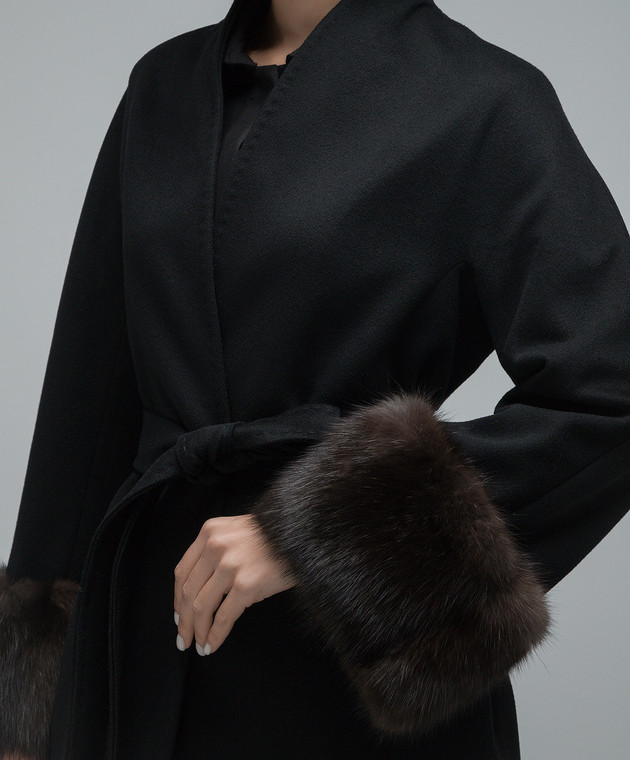 Heresis Black woolen coat with fur M39120G400 image 5