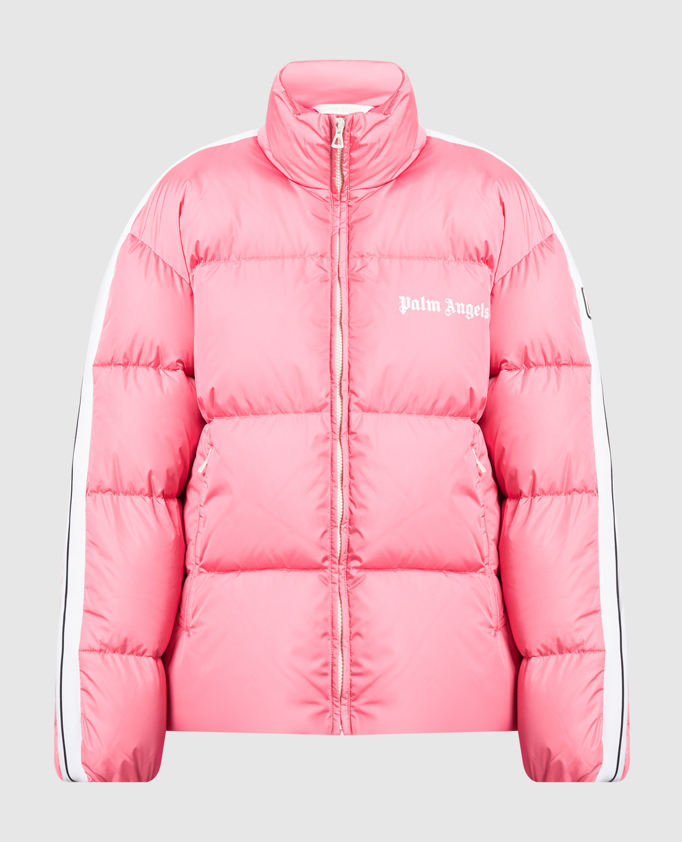 Pink down jacket with logo